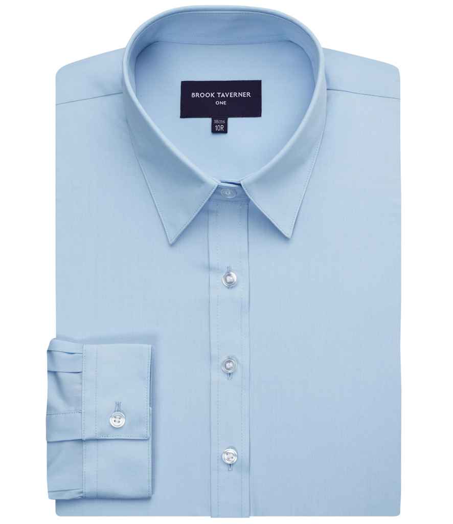 [BK135 SKY 8] Brook Taverner Ladies Selene Long Sleeve Poplin Shirt (Sky Blue, 8)