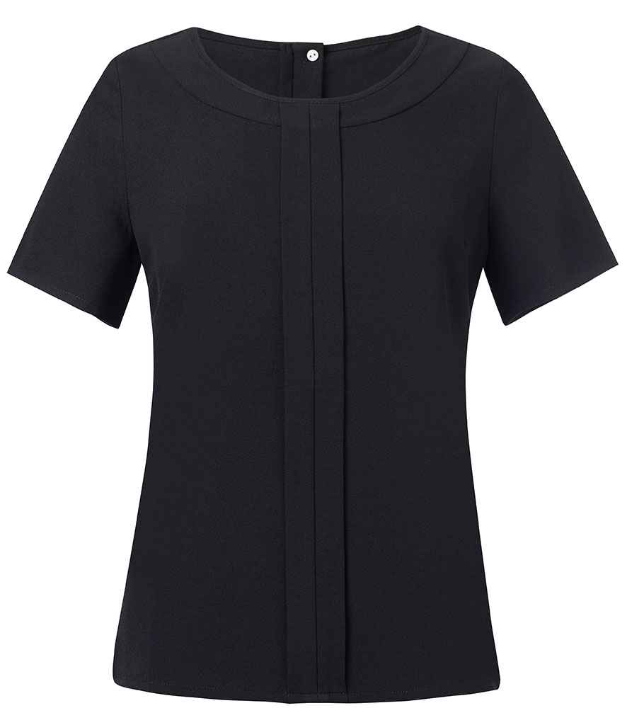 [BK142 BLK 8] Brook Taverner Ladies Verona Short Sleeve Shirt (Black, 8)