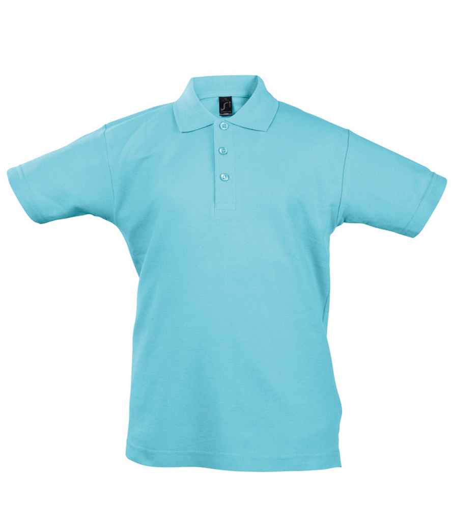 [11344 ATO 10yrs] SOL'S Kids Summer II Cotton Piqué Polo Shirt (Atoll Blue, 10yrs)