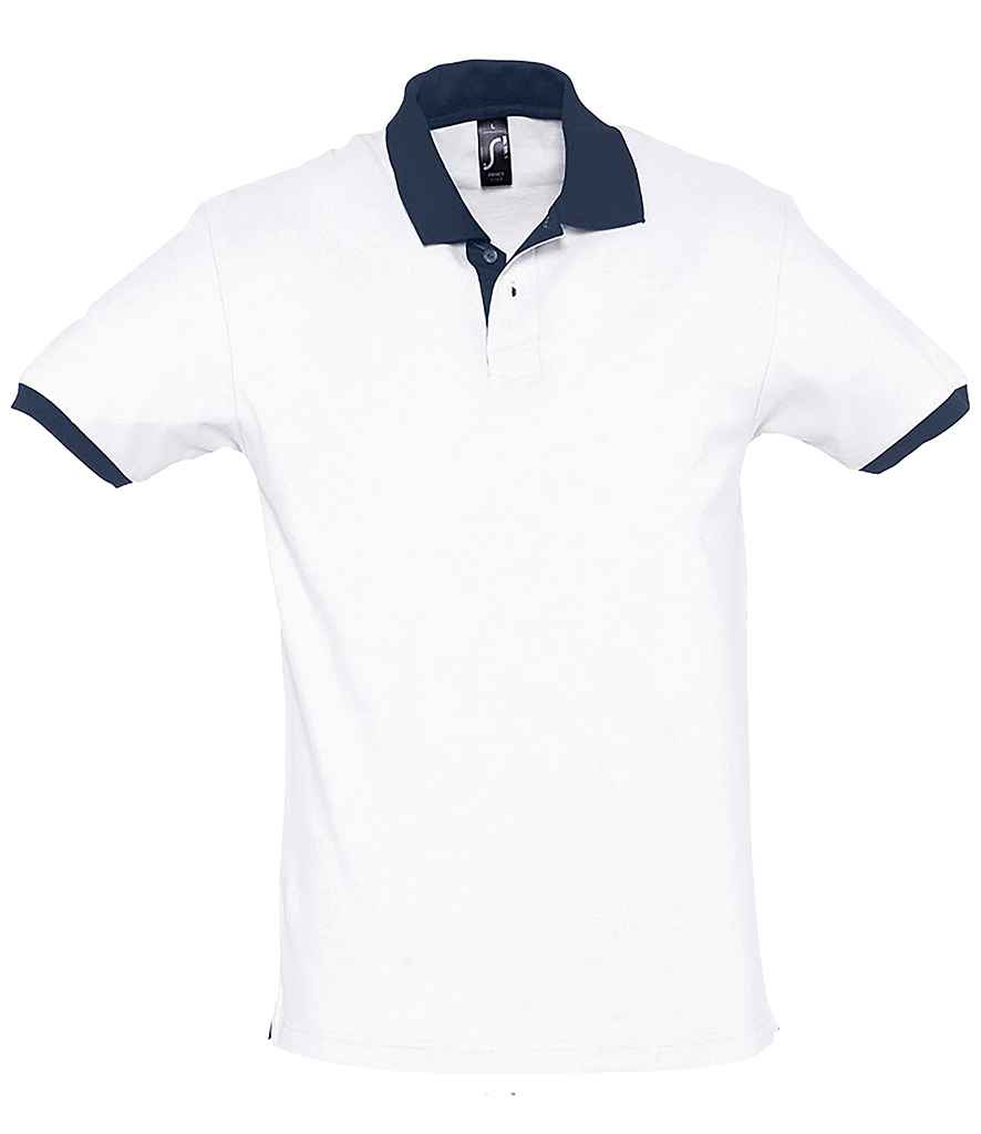 [11369 WH/FN XS] SOL'S Prince Contrast Cotton Piqué Polo Shirt (White/French Navy, XS)