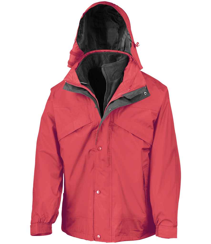 [RS68 RD/BK XS] Result 3-in-1 Waterproof Zip and Clip Fleece Lined Jacket (Red/Black, XS)
