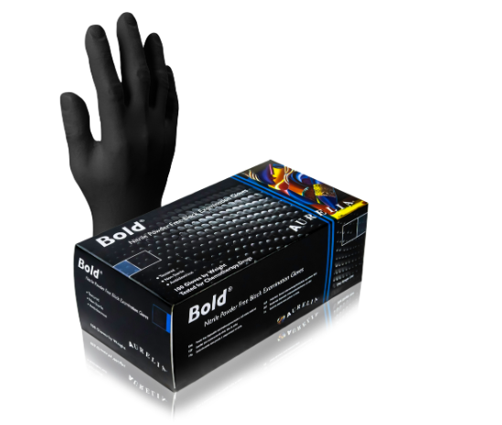 [73997/W-GDNBM] BOLD Black Nitrile P/Free Gloves (100 pack) (Medium)