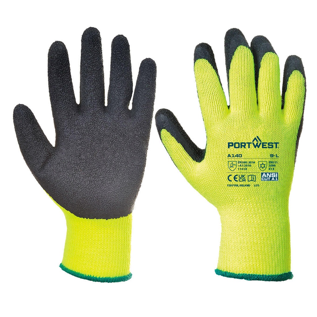 [A140BKRS/W-GTG] Cold 10 Latex Crinkle Glove (Yellow/Black, S)