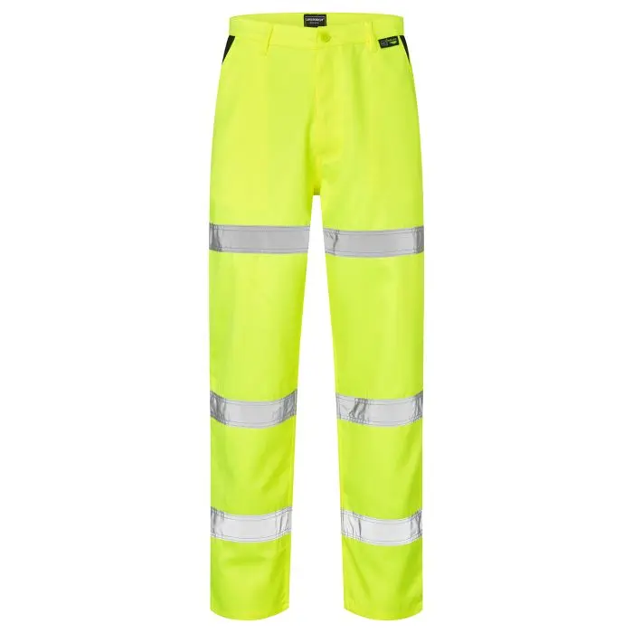 [W-THVY28R] Hi-Vis Polycotton Trousers, Yellow (28, Regular)
