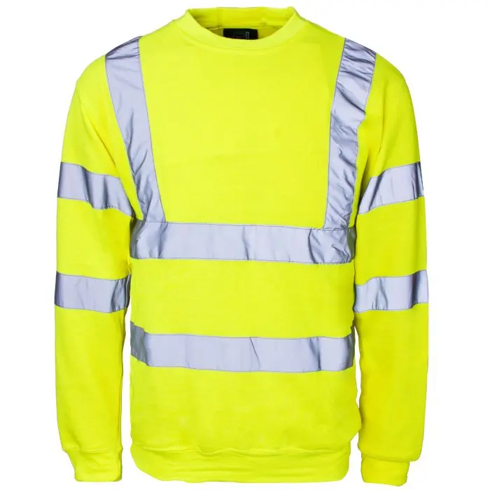 [W-SSHV/ES303] Hi-Vis Crew Neck SweatShirt (Fluorescent Yellow, S)