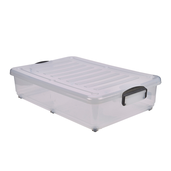 Storage Box 40L W/ Clip Handles On Wheels (Pack of 4)
