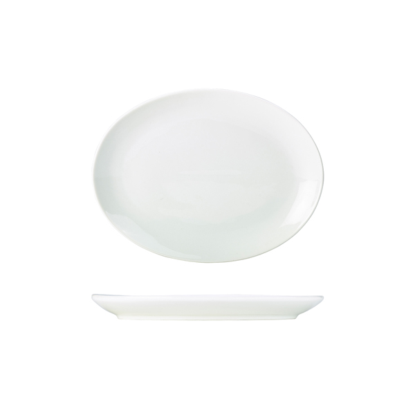 [BC-N112124] Genware Porcelain Oval Plate 24cm/ 9.5" (Pack of 6)