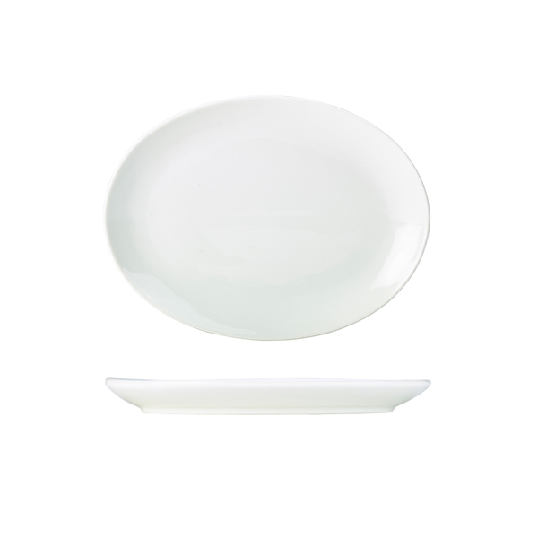 [BC-N112128] Genware Porcelain Oval Plate 28cm/ 11" (Pack of 6)