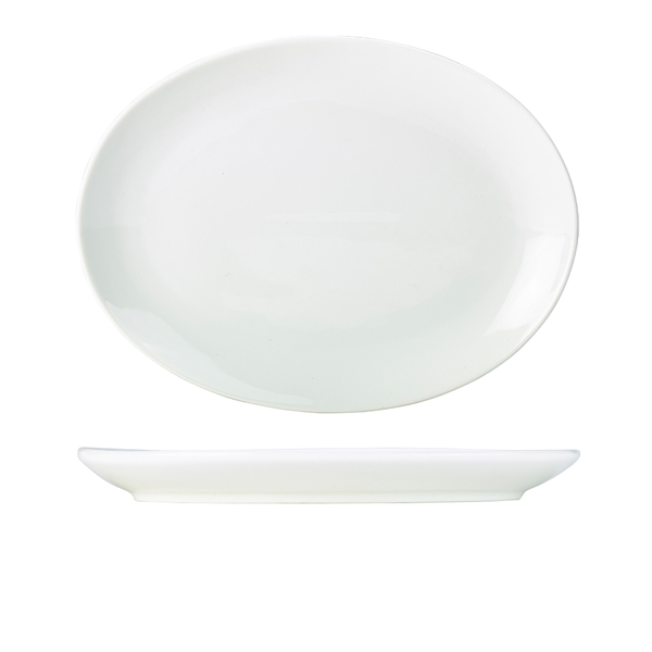 [BC-N112136] Genware Porcelain Oval Plate 36cm/ 14" (Pack of 6)