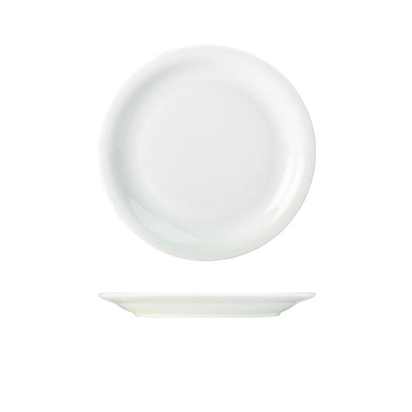 Genware Porcelain Narrow Rim Plate 22cm/ 8.5" (Pack of 6)