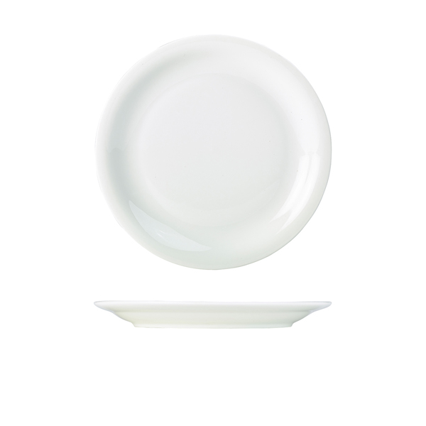 [BC-N160324] Genware Porcelain Narrow Rim Plate 24cm/ 9.25" (Pack of 6)