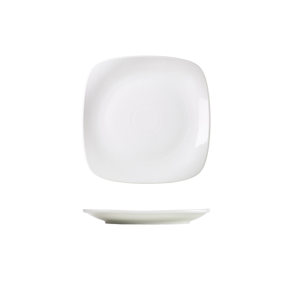 Genware Porcelain Rounded Square Plate 17cm/ 6.5" (Pack of 6)