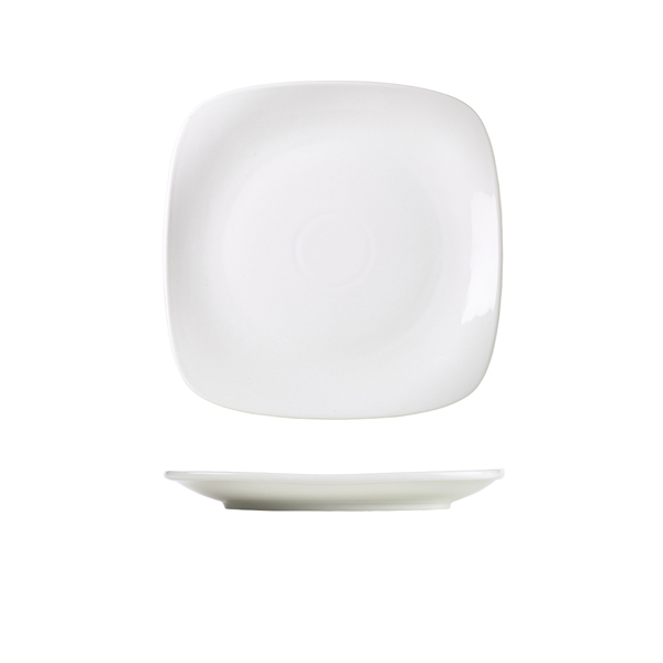 [BC-N184521] Genware Porcelain Rounded Square Plate 21cm/ 8.25" (Pack of 6)