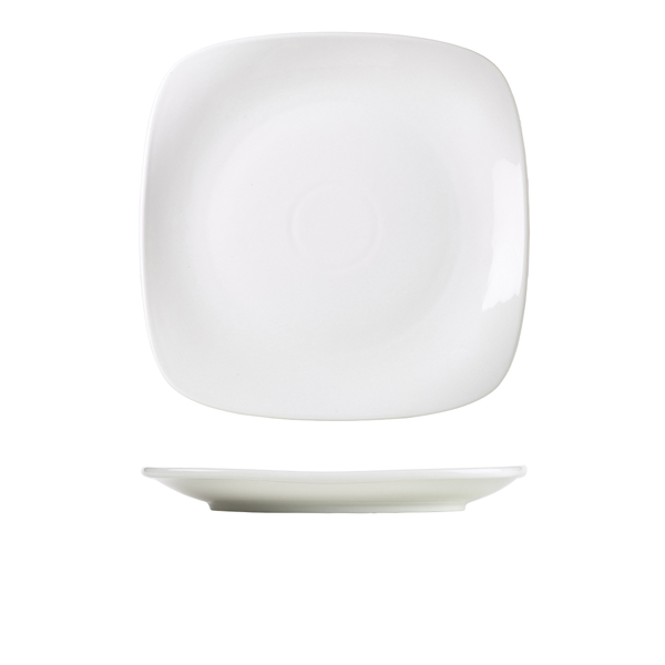 [BC-N184527] Genware Porcelain Rounded Square Plate 27cm/ 10.5" (Pack of 6)