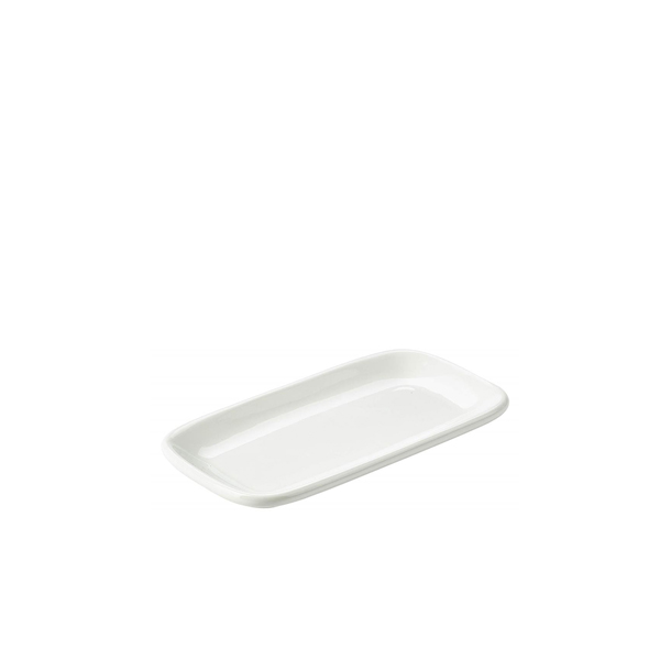 Genware Porcelain Rounded Rectangular Plate 19.5 x 10cm/ 7.75 x 4" (Pack of 6)
