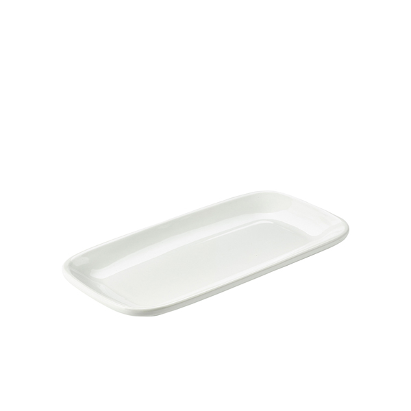 Genware Porcelain Rounded Rectangular Plate 29.5 x 15cm/ 11.5 x 6" (Pack of 6)