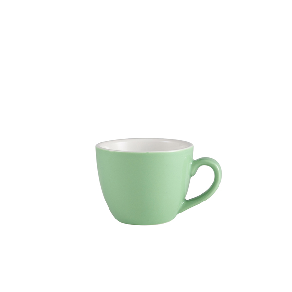 Genware Porcelain Green Bowl Shaped Cup 9cl/ 3oz (Pack of 6)