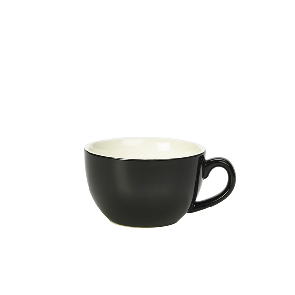 [BC-N322125BK] Genware Porcelain Black Bowl Shaped Cup 25cl/ 8.75oz (Pack of 6)