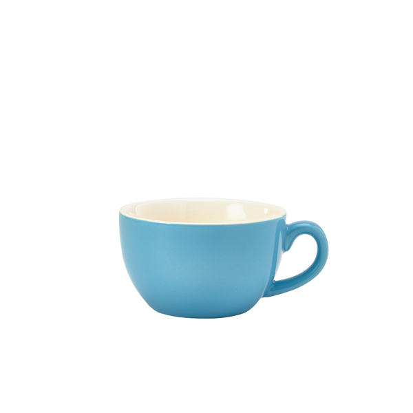 Genware Porcelain Blue Bowl Shaped Cup 25cl/ 8.75oz (Pack of 6)