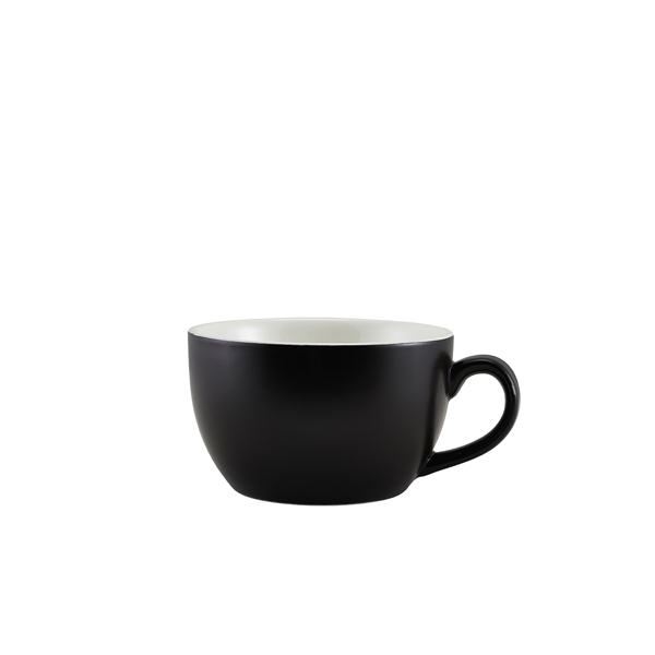 Genware Porcelain Matt Black Bowl Shaped Cup 25cl/ 8.75oz (Pack of 6)