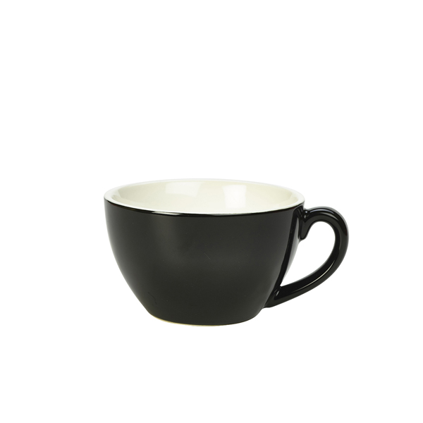 Genware Porcelain Black Bowl Shaped Cup 34cl/ 12oz (Pack of 6)