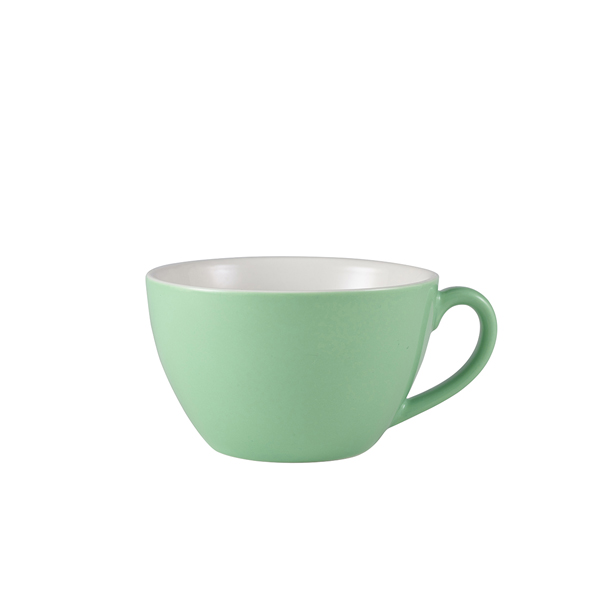 Genware Porcelain Green Bowl Shaped Cup 34cl/ 12oz (Pack of 6)