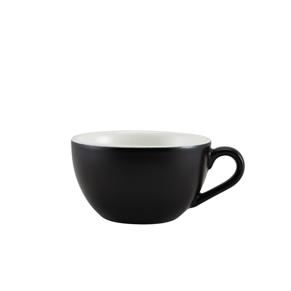 Genware Porcelain Matt Black Bowl Shaped Cup 34cl/ 12oz (Pack of 6)