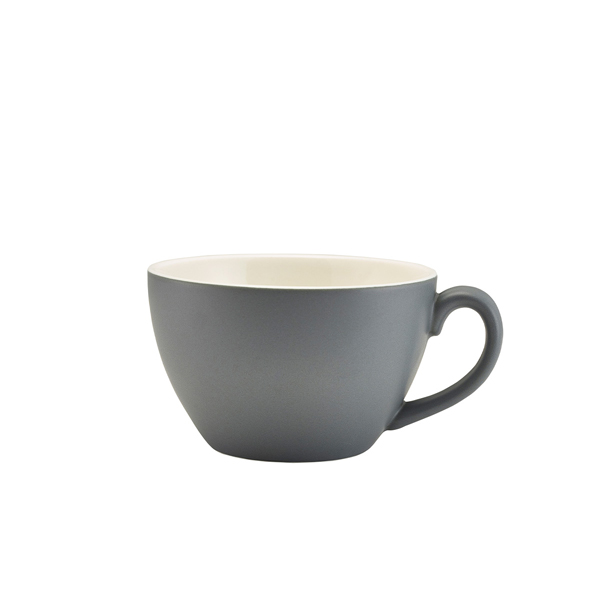 Genware Porcelain Matt Grey Bowl Shaped Cup 34cl/ 12oz (Pack of 6)