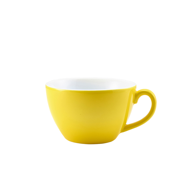 [BC-N322134Y] Genware Porcelain Yellow Bowl Shaped Cup 34cl/ 12oz (Pack of 6)