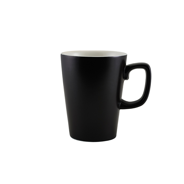 Genware Porcelain Matt Black Latte Mug 34cl/ 12oz (Pack of 6)