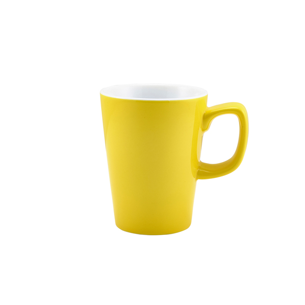 [BC-N322135Y] Genware Porcelain Yellow Latte Mug 34cl/ 12oz (Pack of 6)