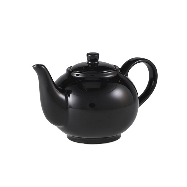 Genware Porcelain Black Teapot 45cl/ 15.75oz (Pack of 6)