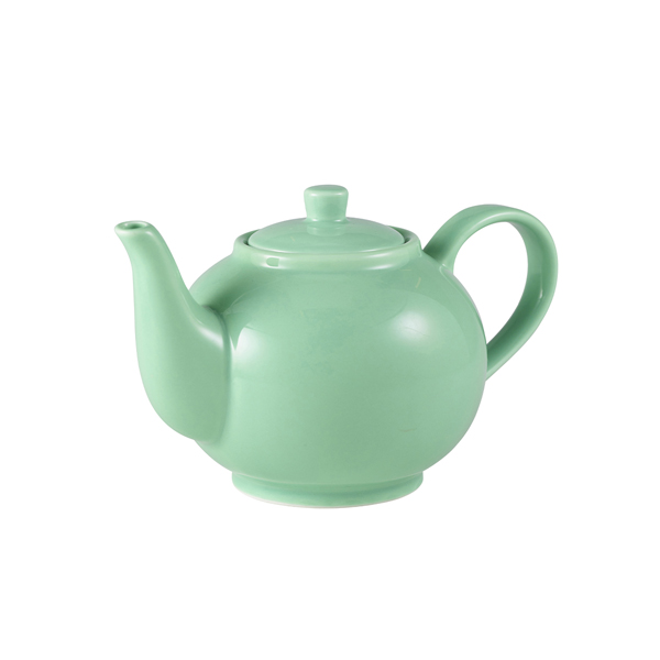 Genware Porcelain Green Teapot 45cl/ 15.75oz (Pack of 6)