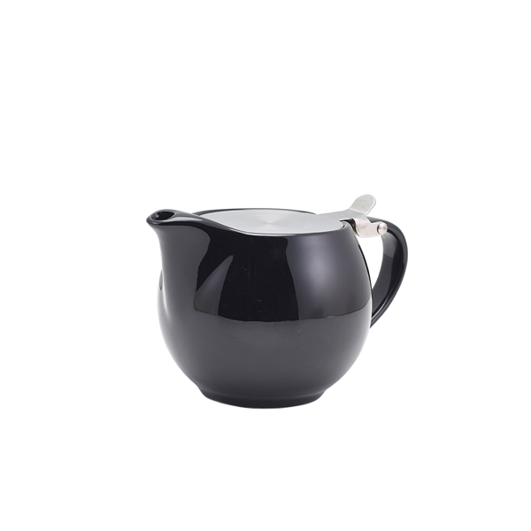 GenWare Porcelain Black Teapot with St/ St Lid & Infuser 50cl/ 17.6oz (Pack of 6)
