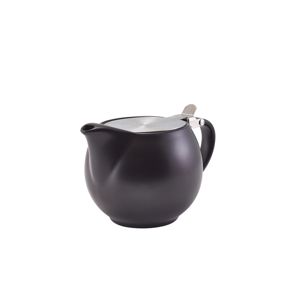 [BC-N395950MBK] GenWare Porcelain Matt Black Teapot with St/St Lid & Infuser 50cl/ 17.6oz (Pack of 6)