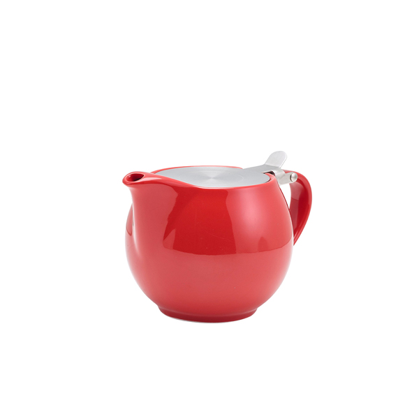 GenWare Porcelain Red Teapot with St/ St Lid & Infuser 50cl/ 17.6oz (Pack of 6)