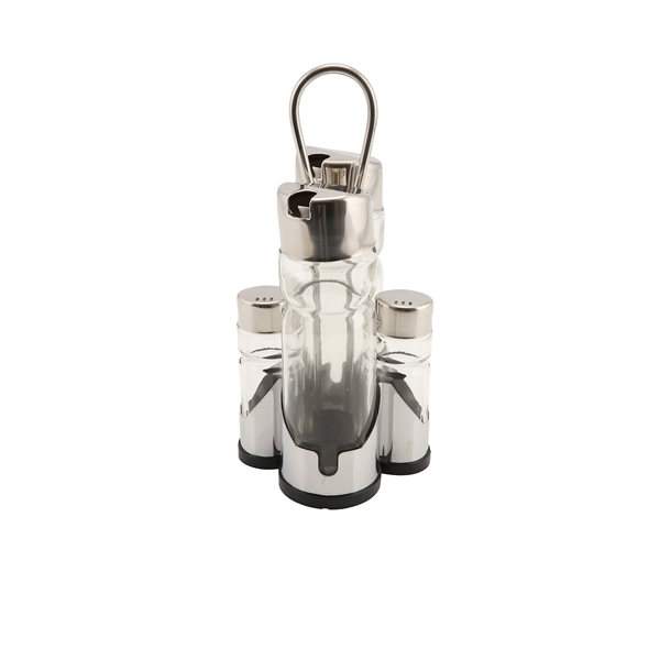 [BC-N4017] Genware Oil  Vinegar & Cruet Set with Stand