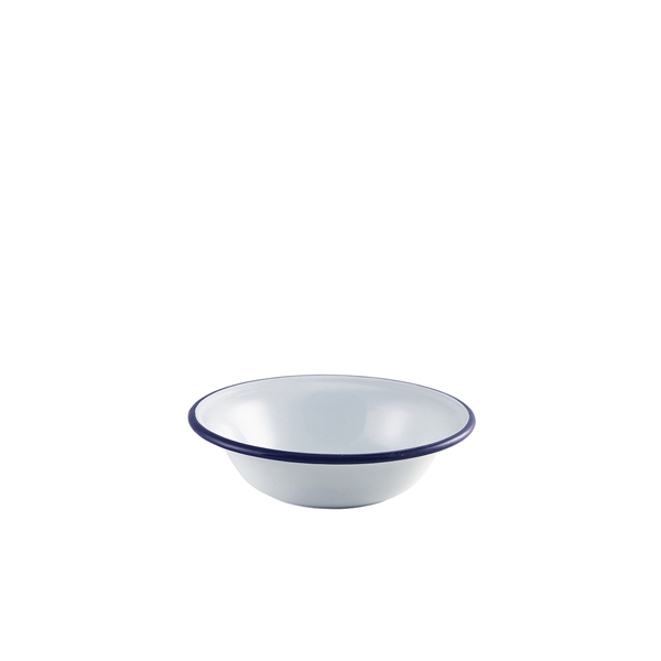 [BC-N41016] Enamel Bowl White with Blue Rim 16cm/ 6.25" (Pack of 12)