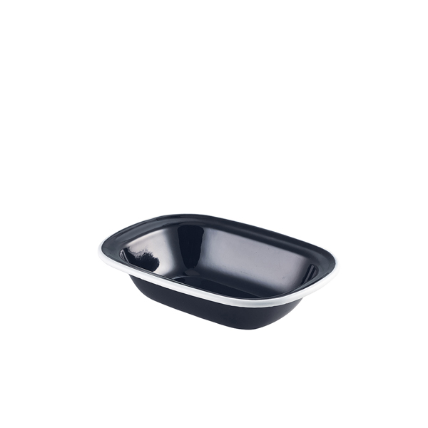 [BC-N44018BK] Enamel Pie Dish Black with White Rim 18cm (Pack of 12)