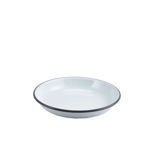 [BC-N45620WHG] Enamel Rice/ Pasta Plate White with Grey Rim 20cm (Pack of 12)