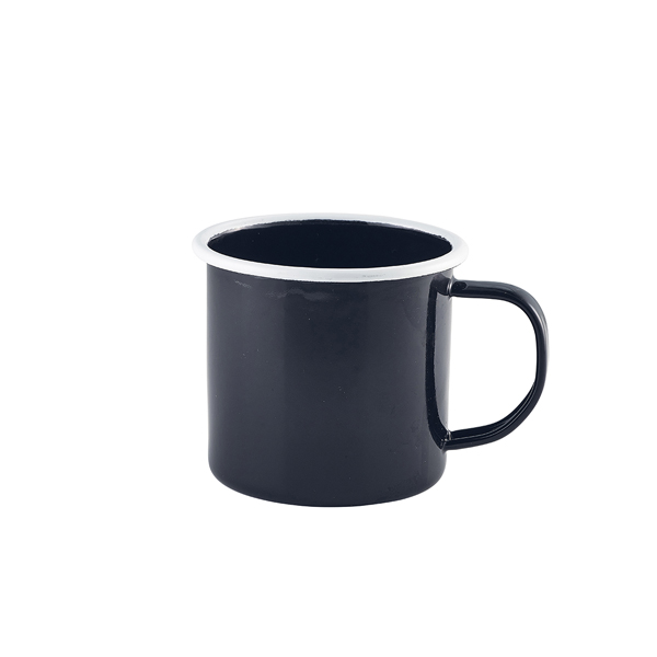 Enamel Mug Black with White Rim 36cl/ 12.5oz (Pack of 12)