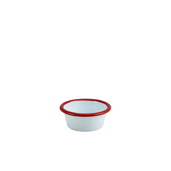 Enamel Ramekin White with Red Rim 8cm Dia 90ml/ 3.2oz (Pack of 12)