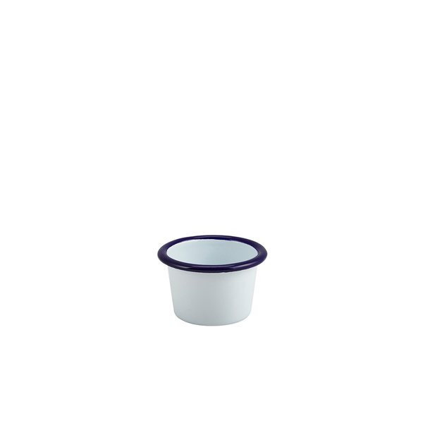 [BC-N52406] Enamel Ramekin White with Blue Rim 7cm Dia 90ml/ 3.2oz (Pack of 12)