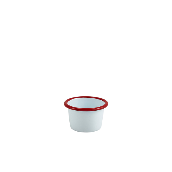 [BC-N52406WHR] Enamel Ramekin White with Red Rim 7cm Dia 90ml/ 3.2oz (Pack of 12)