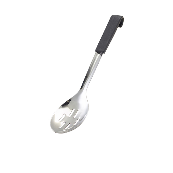 [BC-N566-05BK] GenWare Black Handled Slotted Serving Spoon 34cm