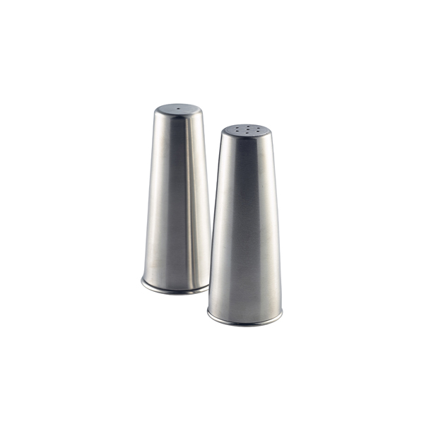 [BC-N63612] Genware Stainless Steel Conical Salt & Pepper Set (Pack of 12)