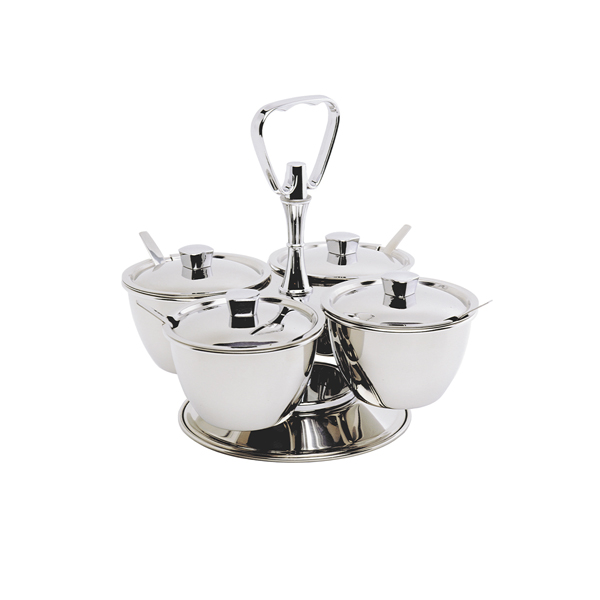 [BC-N8053-4] GenWare Stainless Steel Revolving Relish Server 4-Way