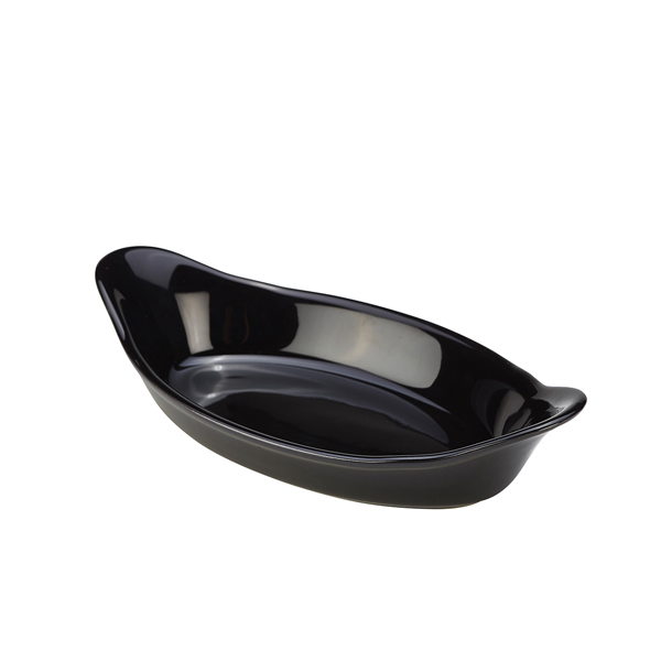 [BC-NB23-BL] GenWare Stoneware Black Oval Eared Dish 22cm/ 8.5" (Pack of 4)