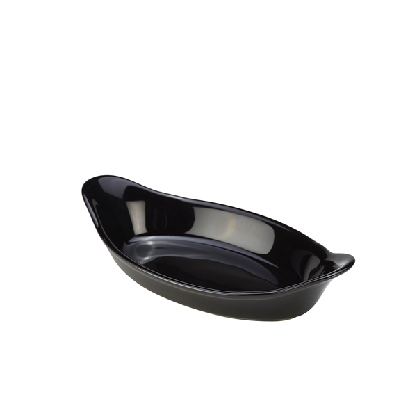 [BC-NB23D-BL] GenWare Stoneware Black Oval Eared Dish 16.5cm/ 6.5" (Pack of 6)