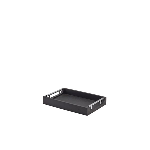 [BC-NBTM3020BK] GenWare Solid Black Tray with Metal Handles 30 x 20cm